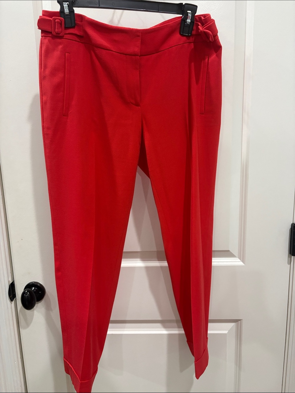 Ann Taylor Red Tailored Ankle Pants with Side Buckle